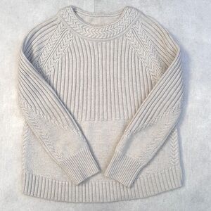 Anthropologie Maeve Cream Cable Knit Sweater | Size Medium | Chunky Ribbed Knit